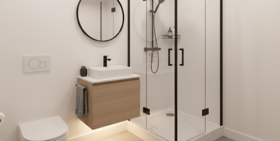 Porte étanche pour salle de bain PMR : seuil plat et passage de fauteuil roulant